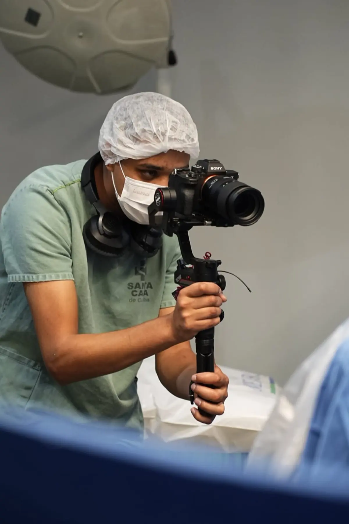 Equipe da Destaquei Filmes em gravação, bastidor 2