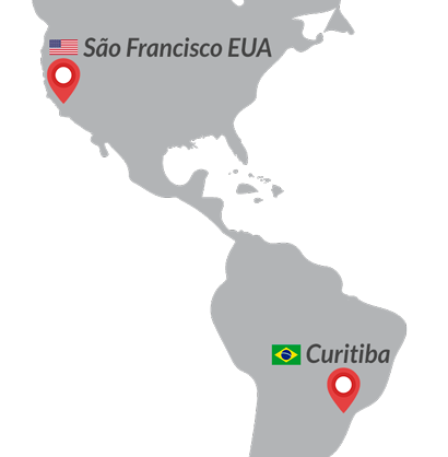 Mapa do Brasil e EUA da produtora de videos em Curitiba