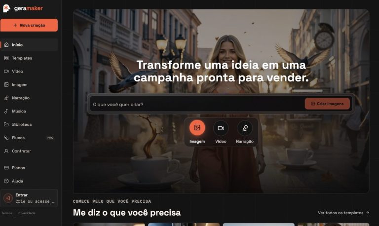 Geramaker: A Primeira Plataforma de IA que Junta Vídeo, Imagem, Narração e Música